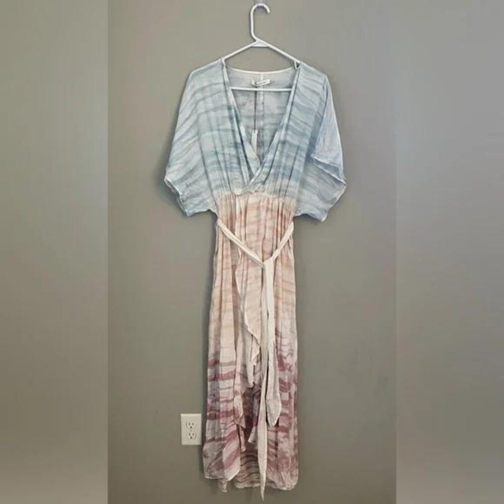 MUSTARD SEED TIE DYE KIMONO MIDI DRESS L NWT - Picture 7 of 7